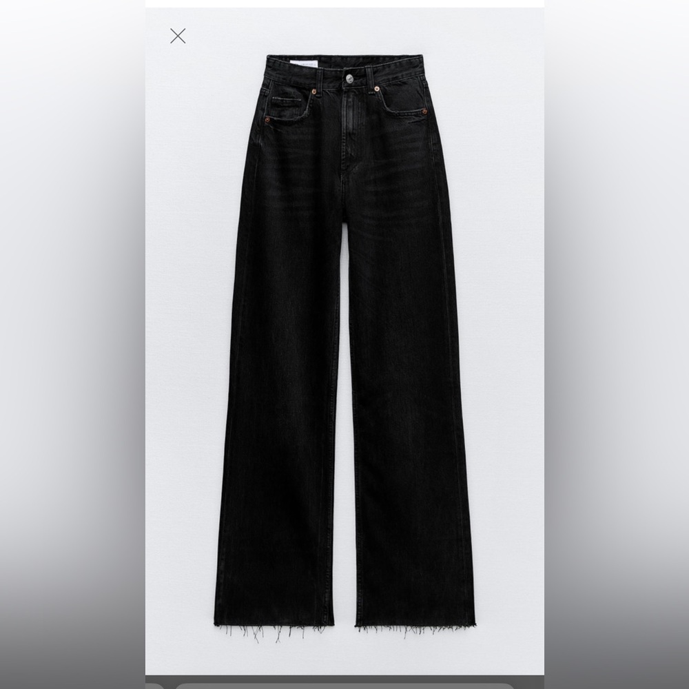 TRF Zara High Rise Wide Leg Jean black sz 2